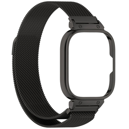 For Redmi Watch 5 Metal Frame Watch Case Integrated Milan Magnetic Steel Mesh Watch Band(Black) by bashfashion