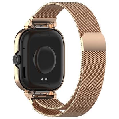 For Redmi Watch 5 Metal Frame Watch Case Integrated Milan Magnetic Steel Mesh Watch Band(Rose Gold) by bashfashion