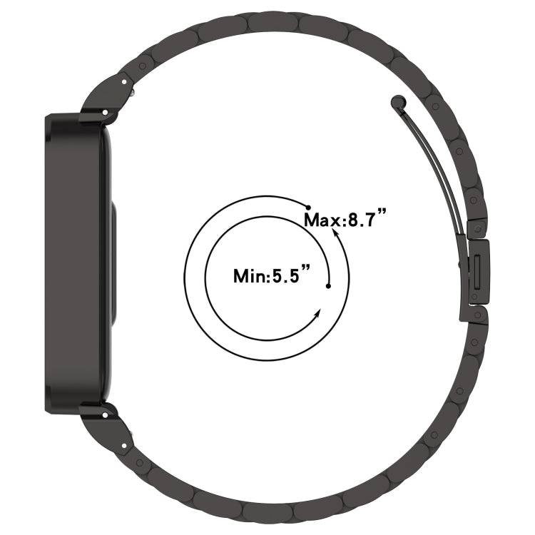 For Redmi Bnad 3 Metal Frame Watch Case Integrated Three Beads Stainless Steel Watch Band(Black) by bashfashion