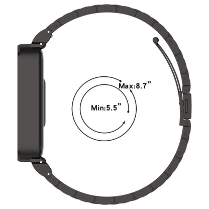 For Redmi Bnad 3 Metal Frame Watch Case Integrated Three Beads Stainless Steel Watch Band(Black) by bashfashion