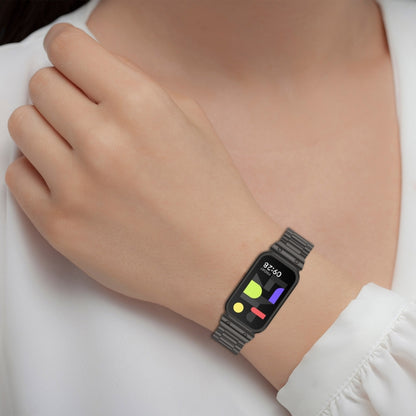 For Redmi Bnad 3 Metal Frame Watch Case Integrated Three Beads Stainless Steel Watch Band(Gold) by bashfashion