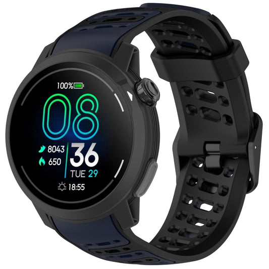 For COROS PACE Pro S Shape Dual Color Quick Release Silicone Watch Band(Black Blue) by bashfashion