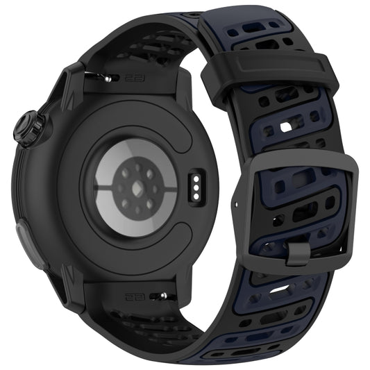 For COROS PACE Pro S Shape Dual Color Quick Release Silicone Watch Band(Black Blue) by bashfashion