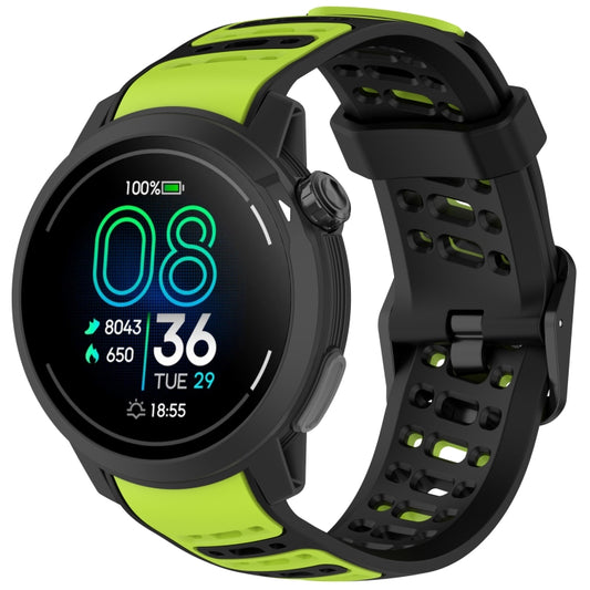 For COROS PACE Pro S Shape Dual Color Quick Release Silicone Watch Band(Black Green) by bashfashion