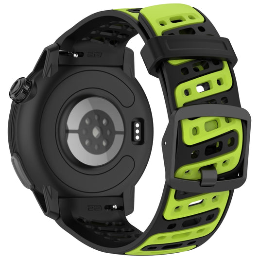 For COROS PACE Pro S Shape Dual Color Quick Release Silicone Watch Band(Black Green) by bashfashion