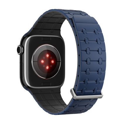 For Apple Watch 46mm / 49mm / 45mm / 44mm AW-AP Dual Color Magnetic Silicone Watch Band(Black Blue) by bashfashion