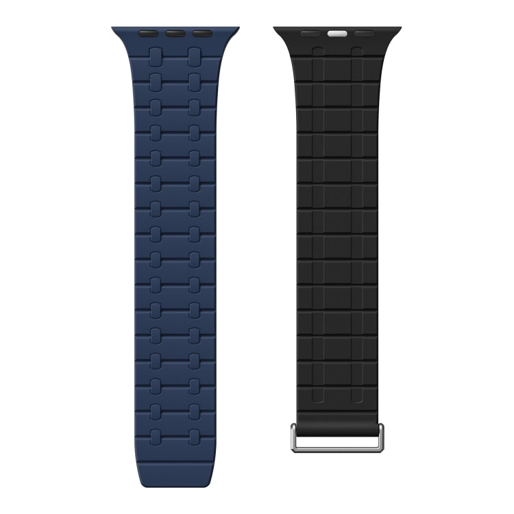 For Apple Watch 46mm / 49mm / 45mm / 44mm AW-AP Dual Color Magnetic Silicone Watch Band(Black Blue) by bashfashion