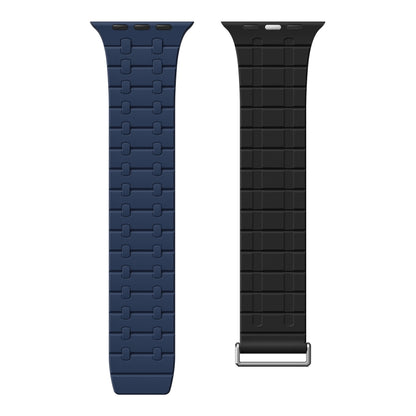 For Apple Watch 46mm / 49mm / 45mm / 44mm AW-AP Dual Color Magnetic Silicone Watch Band(Black Blue) by bashfashion