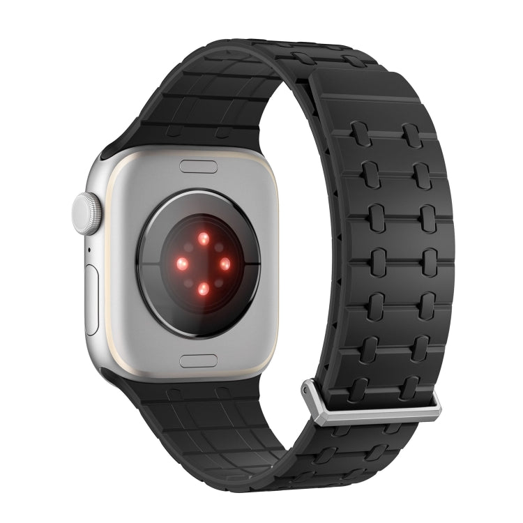 For Apple Watch 46mm / 49mm / 45mm / 44mm AW-AP Dual Color Magnetic Silicone Watch Band(Black) by bashfashion