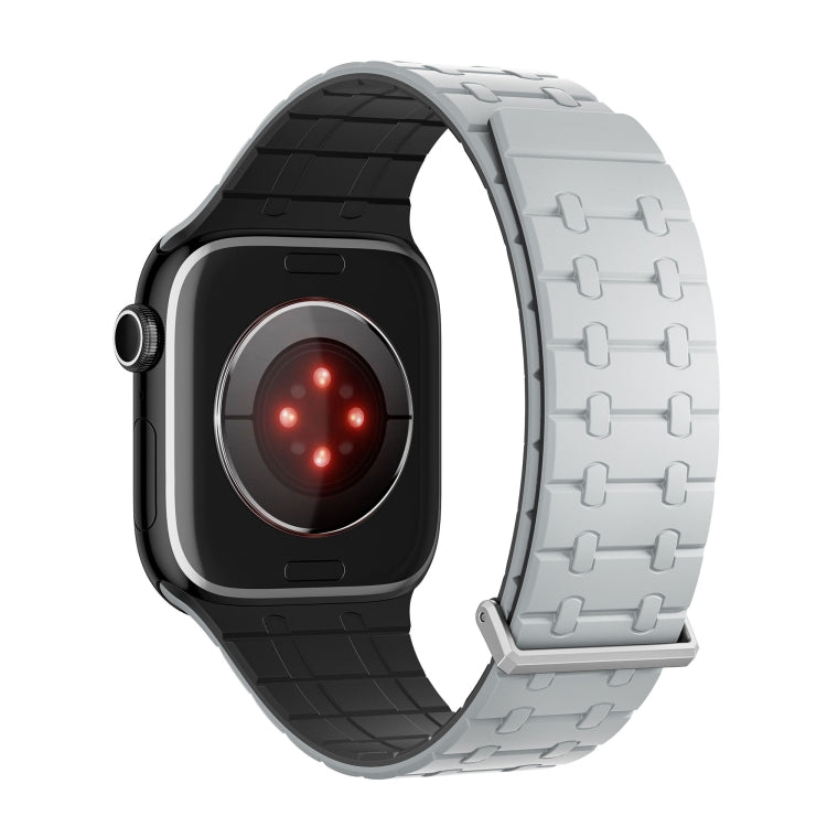For Apple Watch 46mm / 49mm / 45mm / 44mm AW-AP Dual Color Magnetic Silicone Watch Band(Light Gray Black) by bashfashion