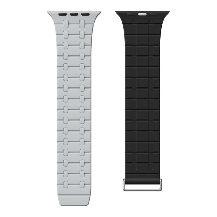 For Apple Watch 46mm / 49mm / 45mm / 44mm AW-AP Dual Color Magnetic Silicone Watch Band(Light Gray Black) by bashfashion