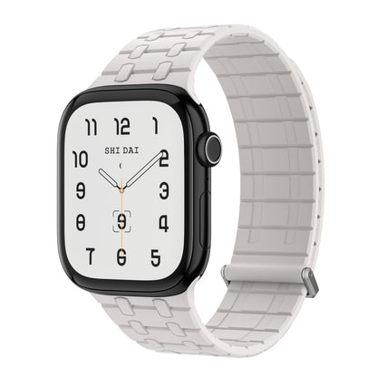 For Apple Watch 46mm / 49mm / 45mm / 44mm AW-AP Dual Color Magnetic Silicone Watch Band(Starlight) by bashfashion