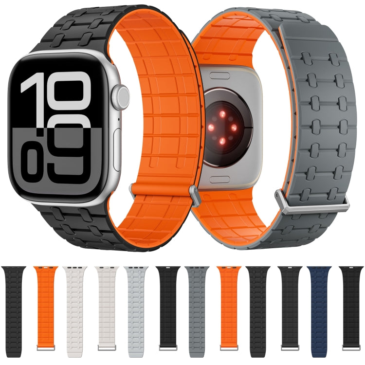 For Apple Watch 46mm / 49mm / 45mm / 44mm AW-AP Dual Color Magnetic Silicone Watch Band(Starlight) by bashfashion