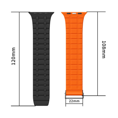 For Apple Watch 46mm / 49mm / 45mm / 44mm AW-AP Dual Color Magnetic Silicone Watch Band(Gray Orange) by bashfashion