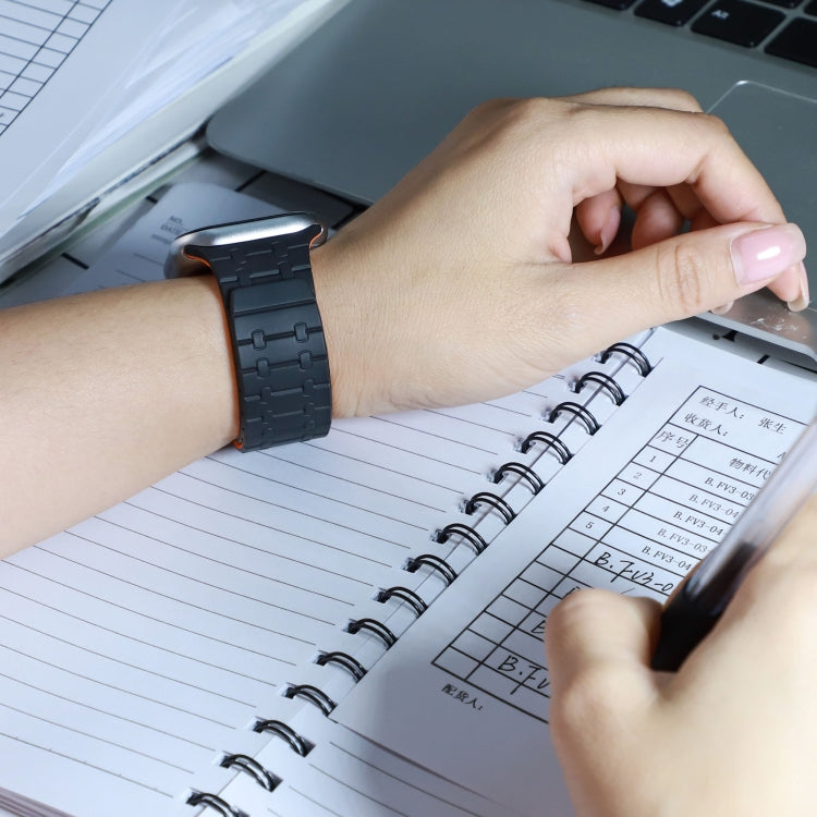 For Apple Watch 46mm / 49mm / 45mm / 44mm AW-AP Dual Color Magnetic Silicone Watch Band(Gray Orange) by bashfashion