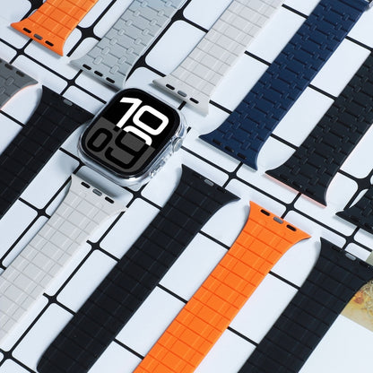 For Apple Watch 46mm / 49mm / 45mm / 44mm AW-AP Dual Color Magnetic Silicone Watch Band(Gray Orange) by bashfashion