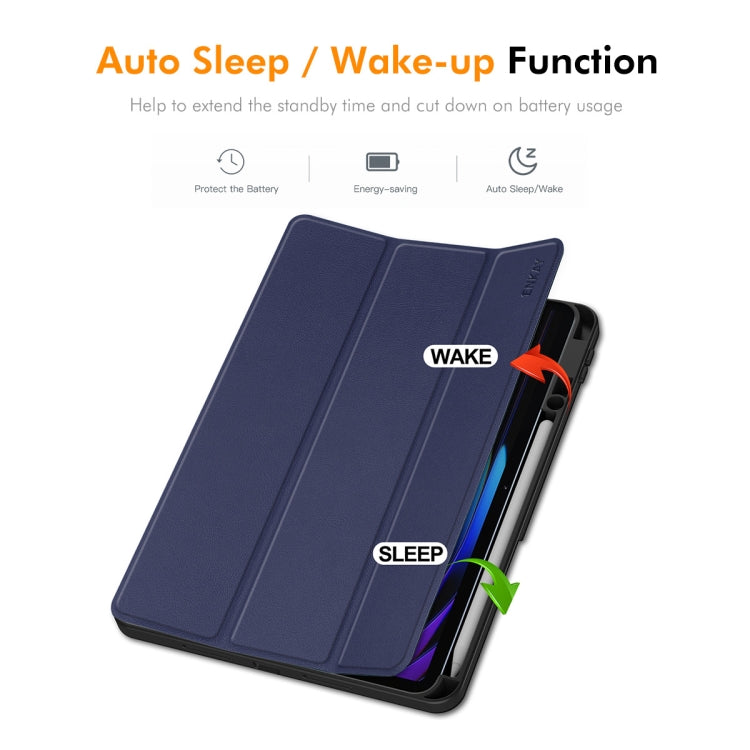 For Xiaomi Pad 7 / 7 Pro 11.2 ENKAY Tri-fold Custer Texture TPU Leather Smart Tablet Case with Pen Slot(Grey) by ENKAY