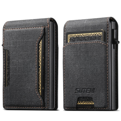 Suteni Denim Texture Key Press Automatically Pop Up Card Box(Black) by bashfashion