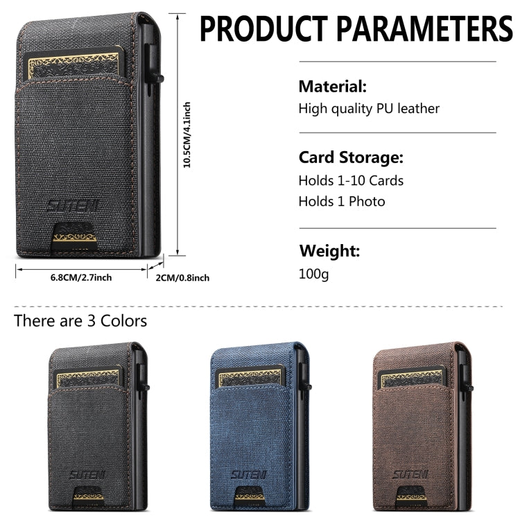 Suteni Denim Texture Key Press Automatically Pop Up Card Box(Black) by bashfashion