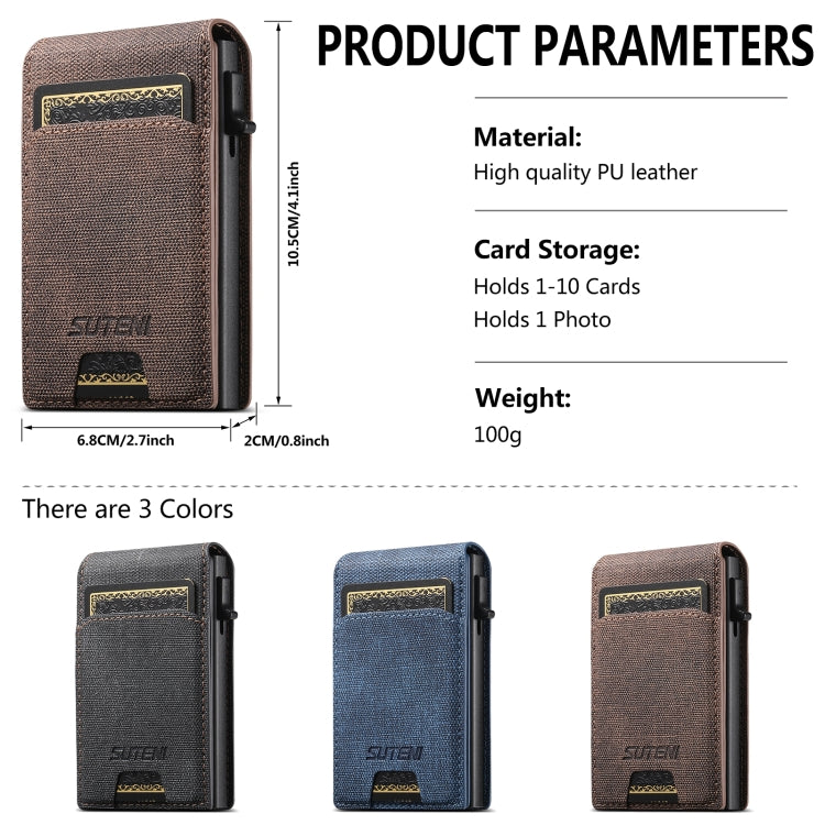 Suteni Denim Texture Key Press Automatically Pop Up Card Box(Brown) by bashfashion