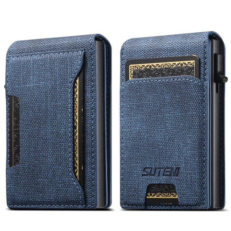 Suteni Denim Texture Key Press Automatically Pop Up Card Box(Blue) by bashfashion