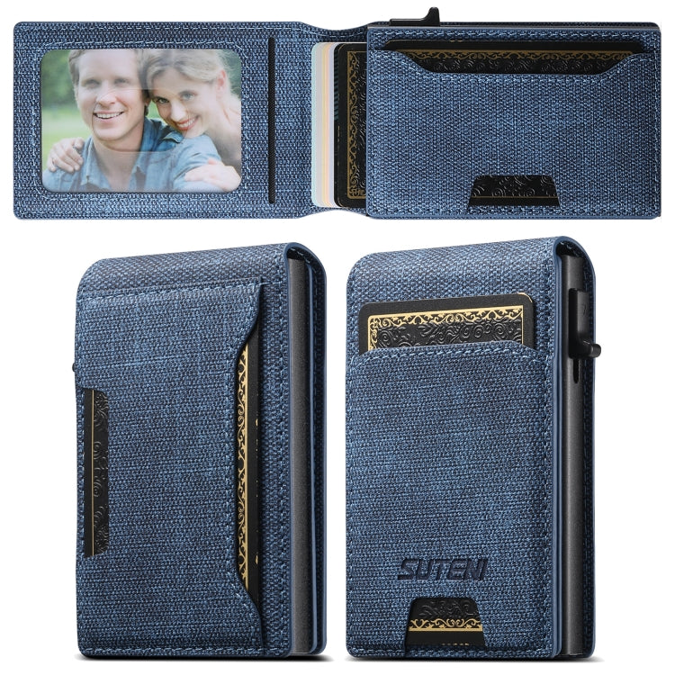 Suteni Denim Texture Key Press Automatically Pop Up Card Box(Blue) by bashfashion