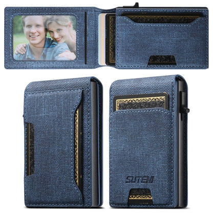 Suteni Denim Texture Key Press Automatically Pop Up Card Box(Blue) by bashfashion