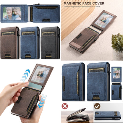 Suteni Denim Texture Key Press Automatically Pop Up Card Box(Brown) by bashfashion