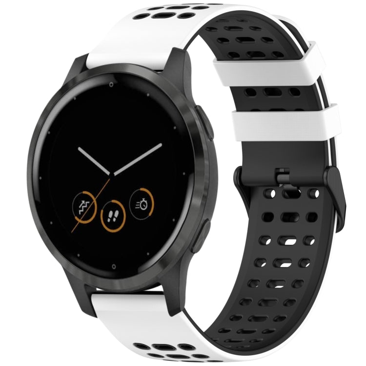 For Garmin Watch 22mm Three Rows Hole Two Color Silicone Watch Band(White+Black) by bashfashion