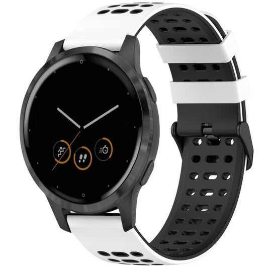 For Garmin Watch 22mm Three Rows Hole Two Color Silicone Watch Band(White+Black) by bashfashion