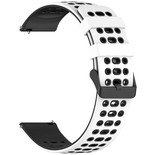For Garmin Watch 22mm Three Rows Hole Two Color Silicone Watch Band(White+Black) by bashfashion