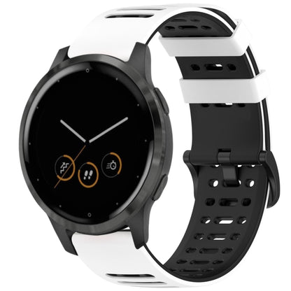 For Garmin Watch 22mm Hollow Three Rows Hole Two Color Silicone Watch Band(White+Black) by bashfashion