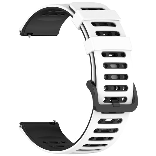 For Garmin Watch 22mm Hollow Three Rows Hole Two Color Silicone Watch Band(White+Black) by bashfashion