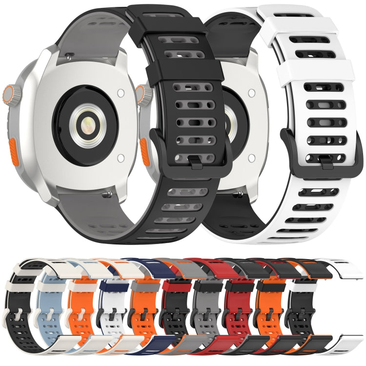 For Garmin Watch 22mm Hollow Three Rows Hole Two Color Silicone Watch Band(White+Black) by bashfashion