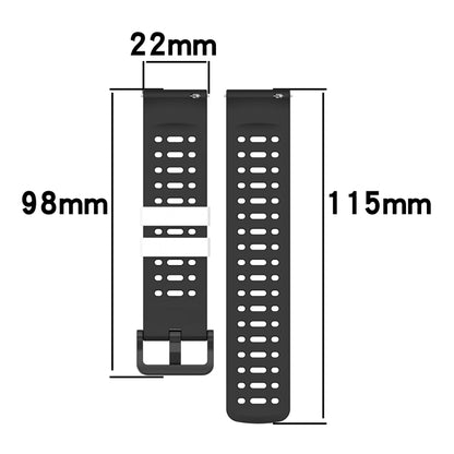 For Garmin Watch 22mm Hollow Three Rows Hole Two Color Silicone Watch Band(White+Black) by bashfashion