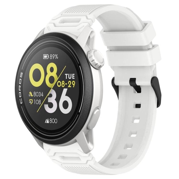 For COROS Watch 22mm Vertical Pattern Black Buckle Silicone Watch Band(White) by bashfashion