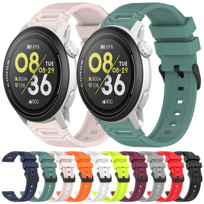 For COROS Watch 22mm Vertical Pattern Black Buckle Silicone Watch Band(White) by bashfashion