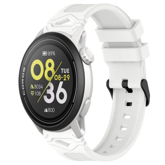 For COROS Watch 22mm Dotted Black Buckle Silicone Watch Band(White) by bashfashion