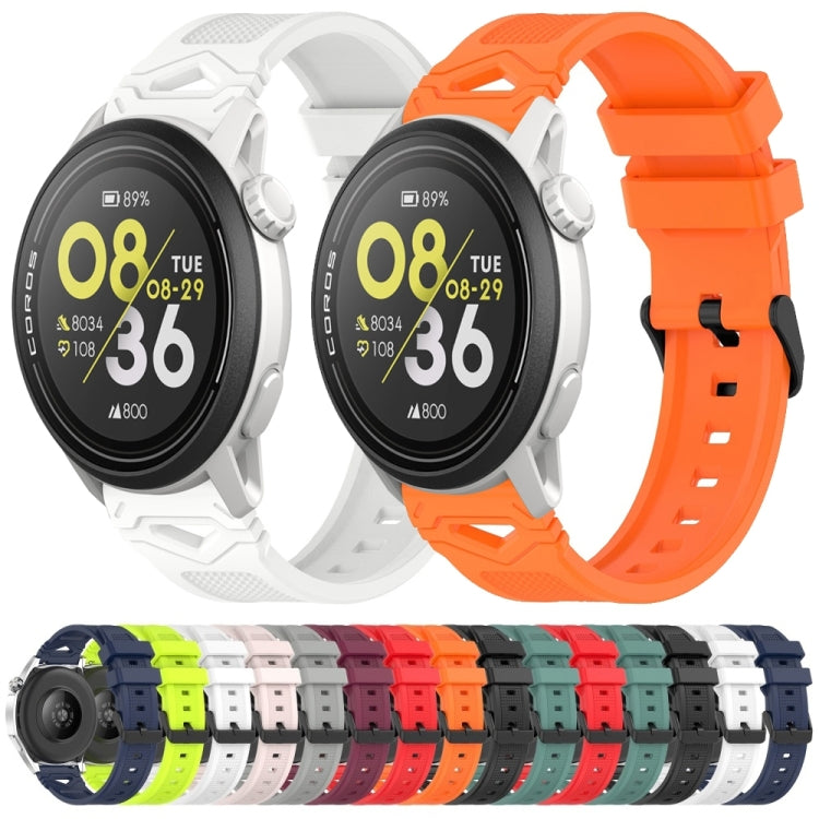 For COROS Watch 22mm Dotted Black Buckle Silicone Watch Band(White) by bashfashion