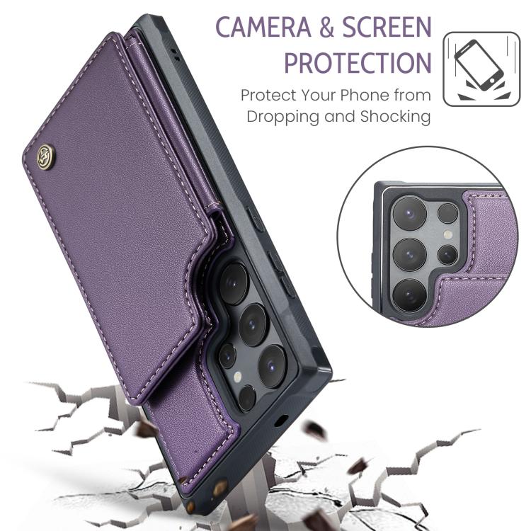 For Samsung Galaxy S25 Ultra 5G CaseMe C22 Card Slots Holder RFID Anti-theft Phone Case(Purple) by CaseMe