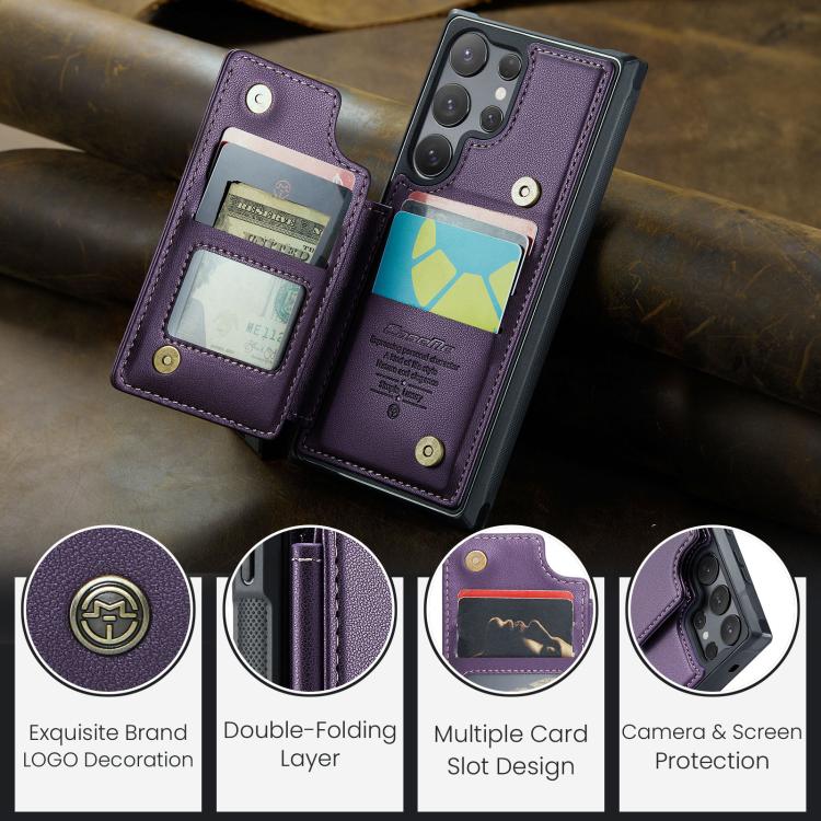 For Samsung Galaxy S25 Ultra 5G CaseMe C22 Card Slots Holder RFID Anti-theft Phone Case(Purple) by CaseMe