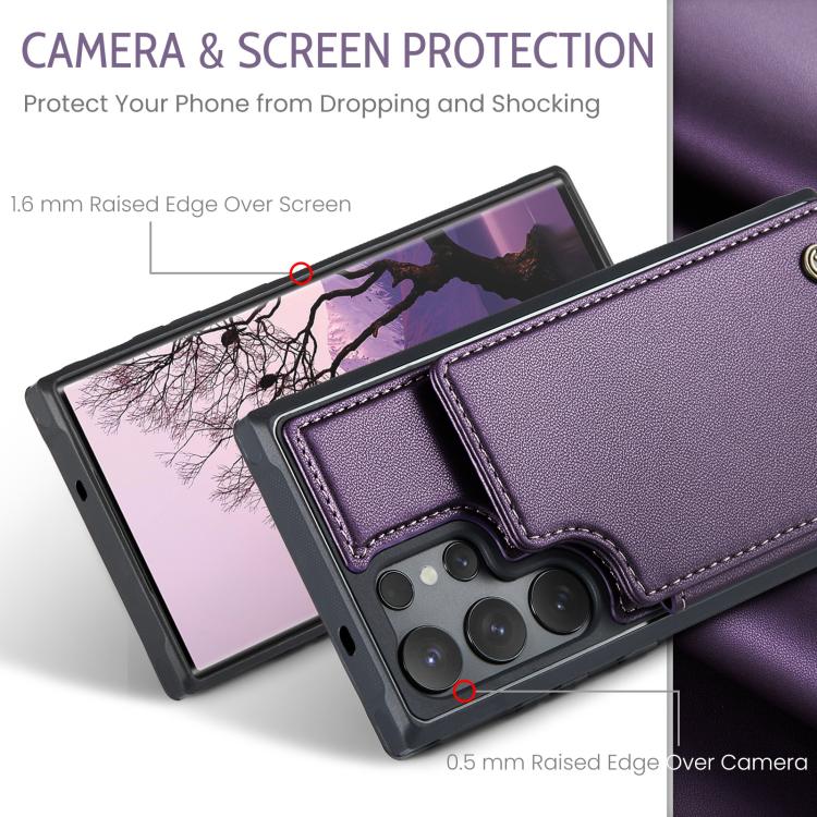 For Samsung Galaxy S25 Ultra 5G CaseMe C22 Card Slots Holder RFID Anti-theft Phone Case(Purple) by CaseMe