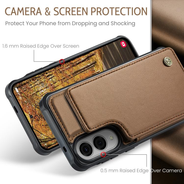 For Samsung Galaxy S25 Edge 5G CaseMe C22 Card Slots Holder RFID Anti-theft Phone Case(Brown) by CaseMe