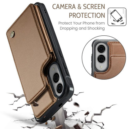 For Samsung Galaxy S25 Edge 5G CaseMe C22 Card Slots Holder RFID Anti-theft Phone Case(Brown) by CaseMe