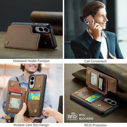 For Samsung Galaxy S25 Edge 5G CaseMe C22 Card Slots Holder RFID Anti-theft Phone Case(Brown) by CaseMe