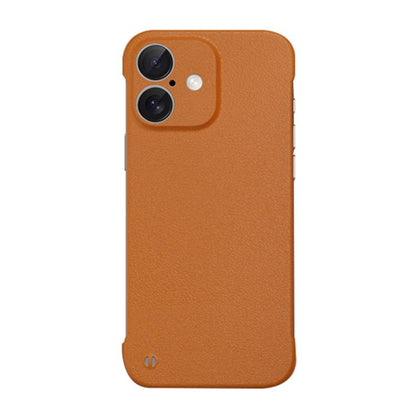 For iPhone 16 Plus Frameless Litchi Texture PC Phone Case(Orange) by bashfashion