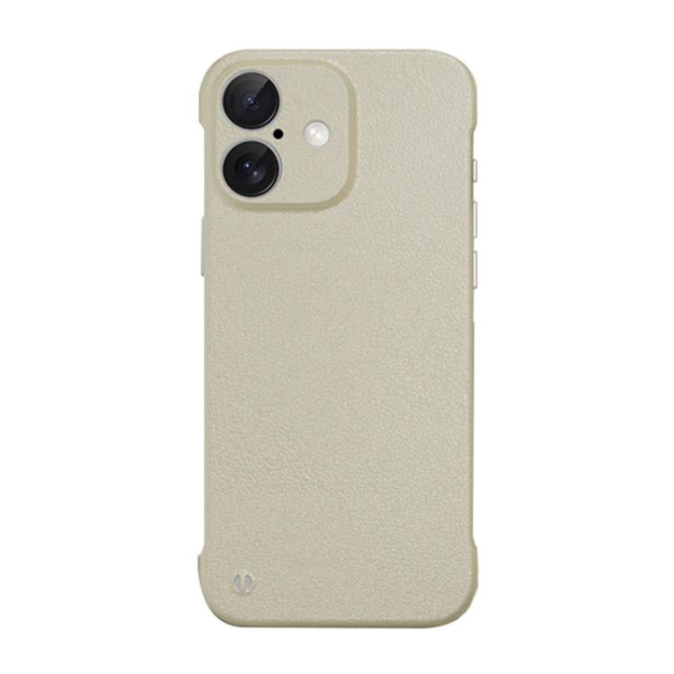 For iPhone 16 Frameless Litchi Texture PC Phone Case(Light Yellow) by bashfashion