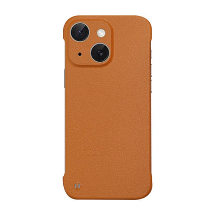 For iPhone 14 Frameless Litchi Texture PC Phone Case(Orange) by bashfashion
