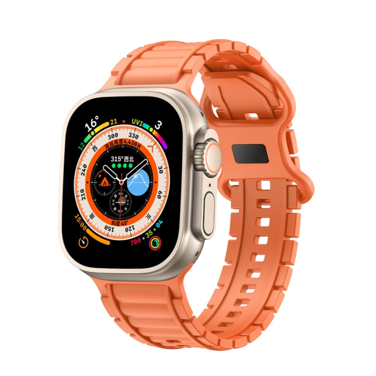 For Apple Watch 46mm / 49mm / 45mm / 44mm Crawler Splayed 8-shaped Buckle Silicone Watch Band(Orange) by bashfashion