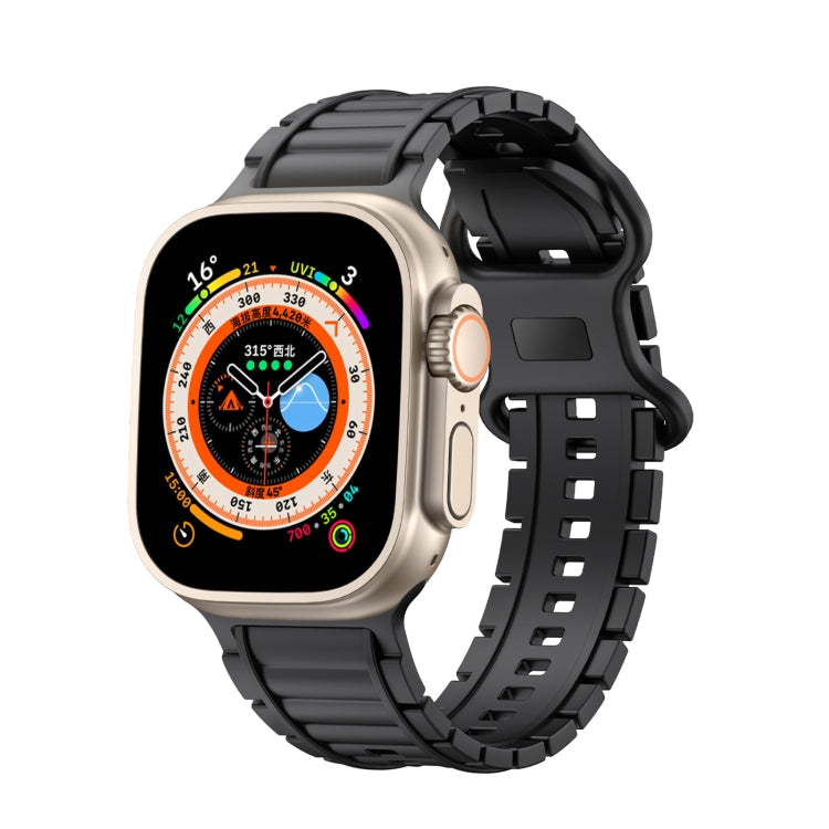 For Apple Watch 46mm / 49mm / 45mm / 44mm Crawler Splayed 8-shaped Buckle Silicone Watch Band(Black) by bashfashion